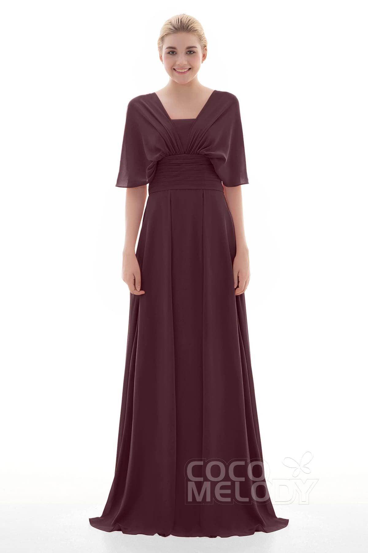 Sheath Floor Length Chiffon Bridesmaid Dress JOZF15001 - COCOMELODY